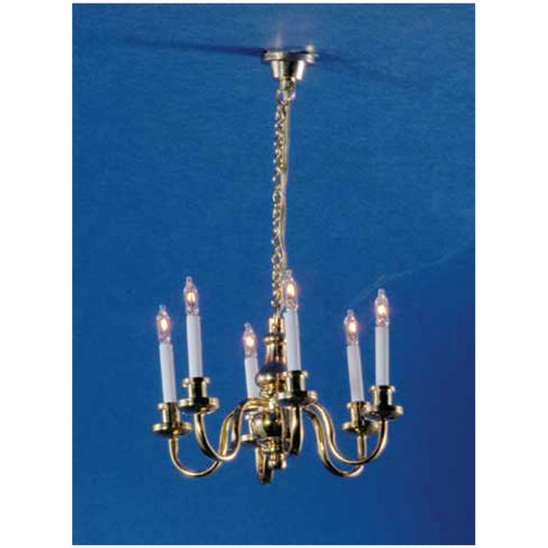 6 Arm Grand Chandelier Dollhouse Miniature Electrical Light