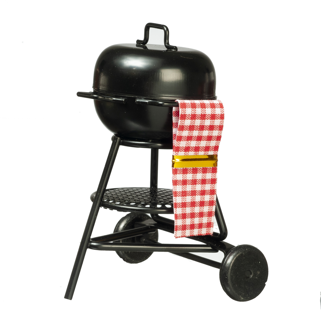 Dollhouse Miniature Bar-B-Q Charcoal Grill with Towel