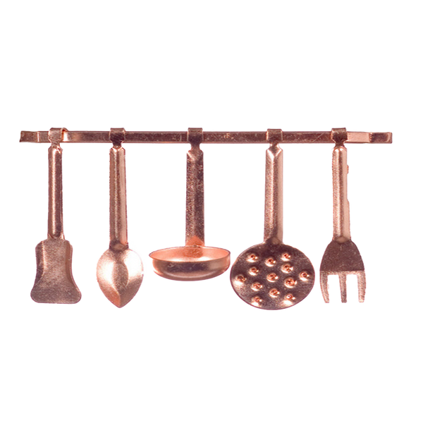 1 Inch Scale Copper Utensil Dollhouse Miniature Set