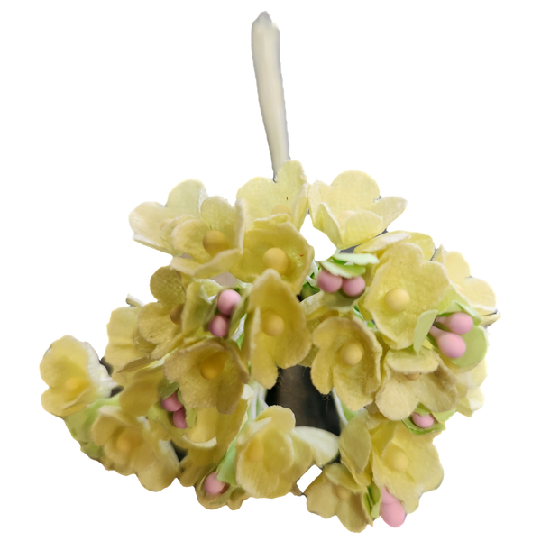 Dollhouse Miniature Light Yellow Flower Stems 8 Pieces