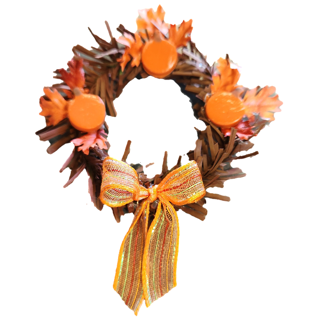 1-inch scale fall pumpkin wreath, dollhouse miniature decoration