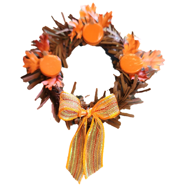 1-inch scale fall pumpkin wreath, dollhouse miniature decoration