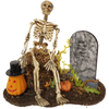 Wooden Doll Houses 1 Inch Scale Skeleton on Hay with Pumpkin