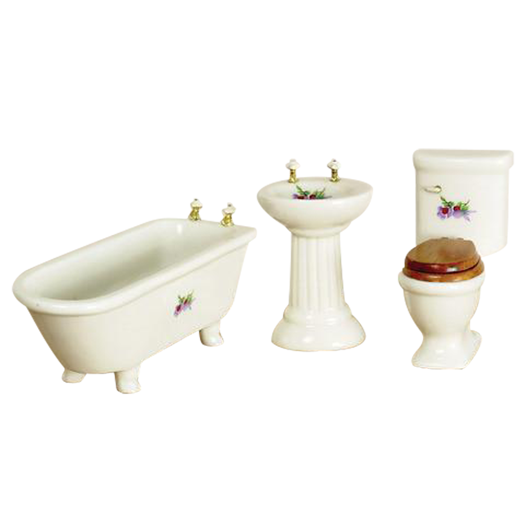 Flower Dollhouse Bathroom Set