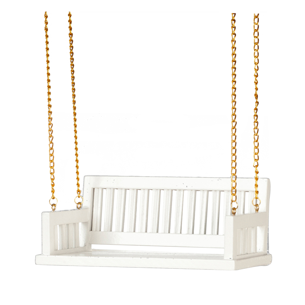 1 Inch Scale Dollhouse Miniature White Porch Swing