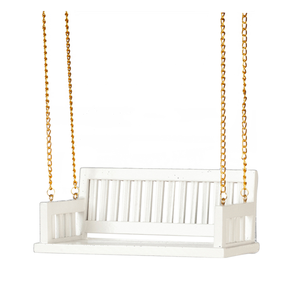 1 Inch Scale Dollhouse Miniature White Porch Swing