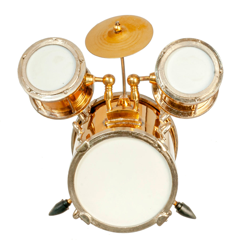 Dollhouse Miniature Drum Set Musical Instrument with Case