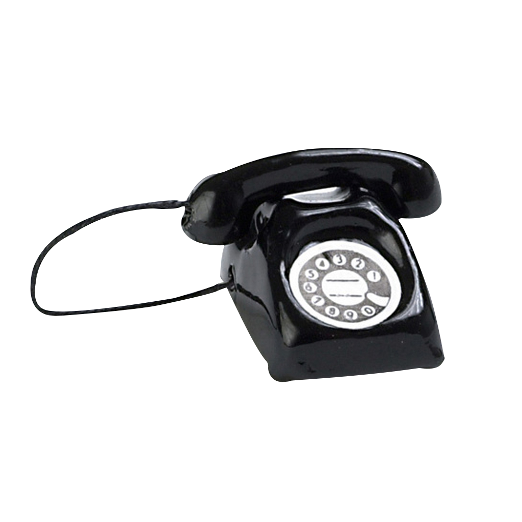 Black Telephone Dollhouse Miniature