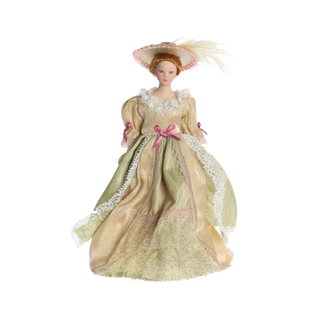 Victorian dollhoouse Lady in Beige Gown