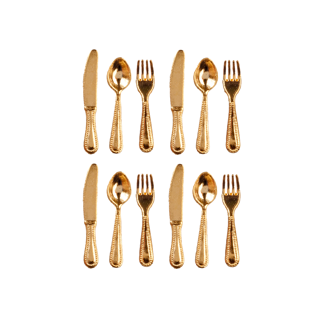 Gold Flatware Dollhouse Miniature Set