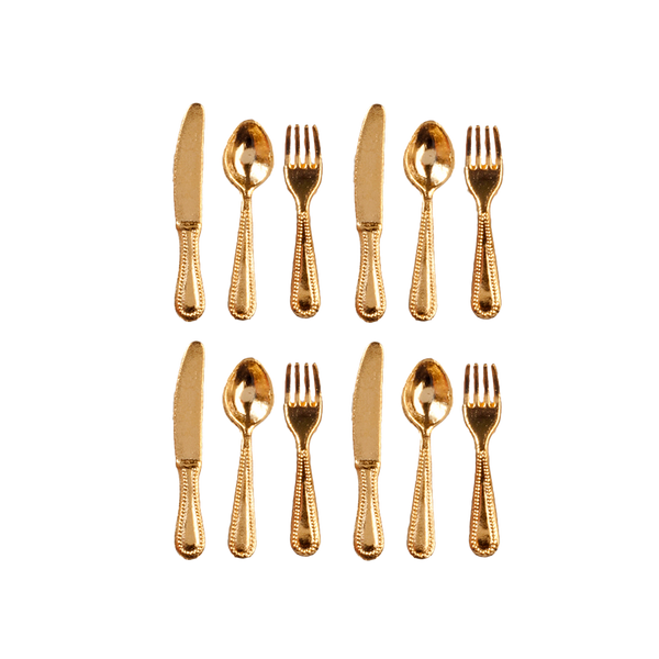 Gold Flatware Dollhouse Miniature Set