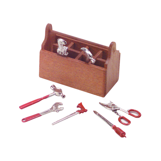 Dollhouse Miniature 1 Inch Scale Tool Box with Tools